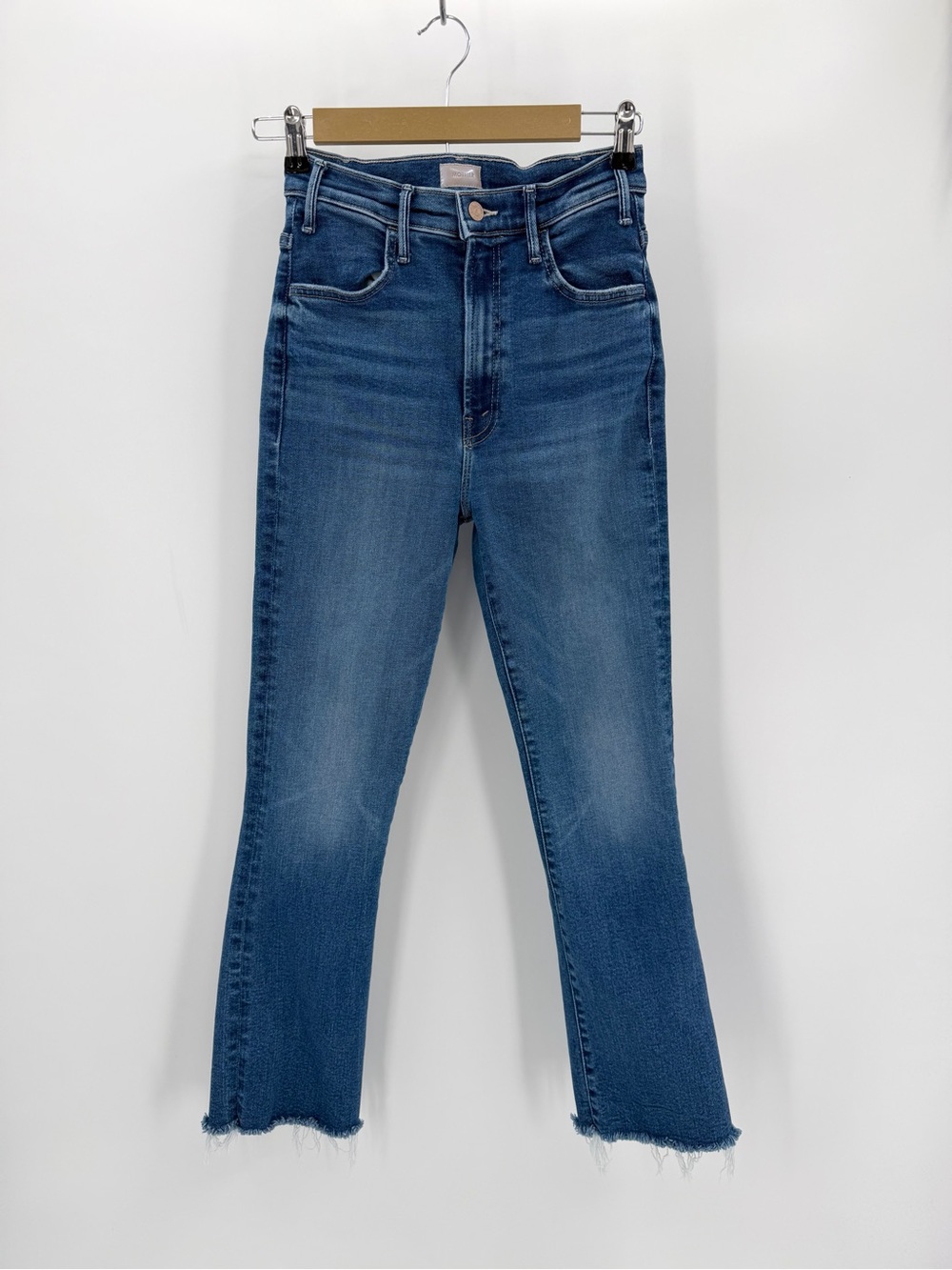 MOTHER Jeans Womens 28 Blue Hustler Ankle Fray Grasping At Straws 1117-1008